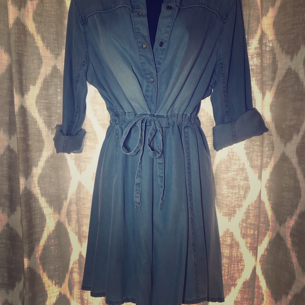 AllSaints denim blue long sleeve dress